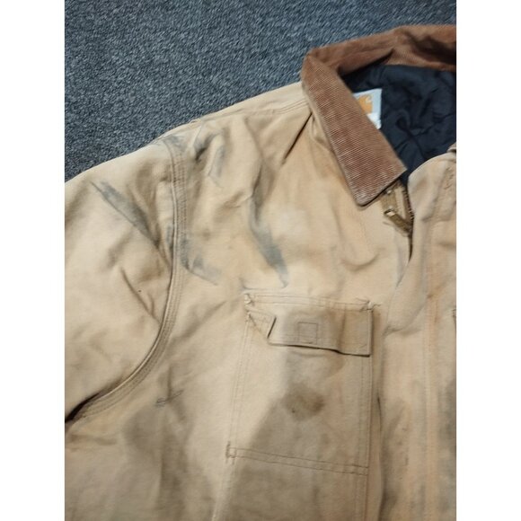Carhartt C03 Arctic Traditional Coat Mens XL Tan Distressed Thrashed Work Jacket - Picture 4 of 9